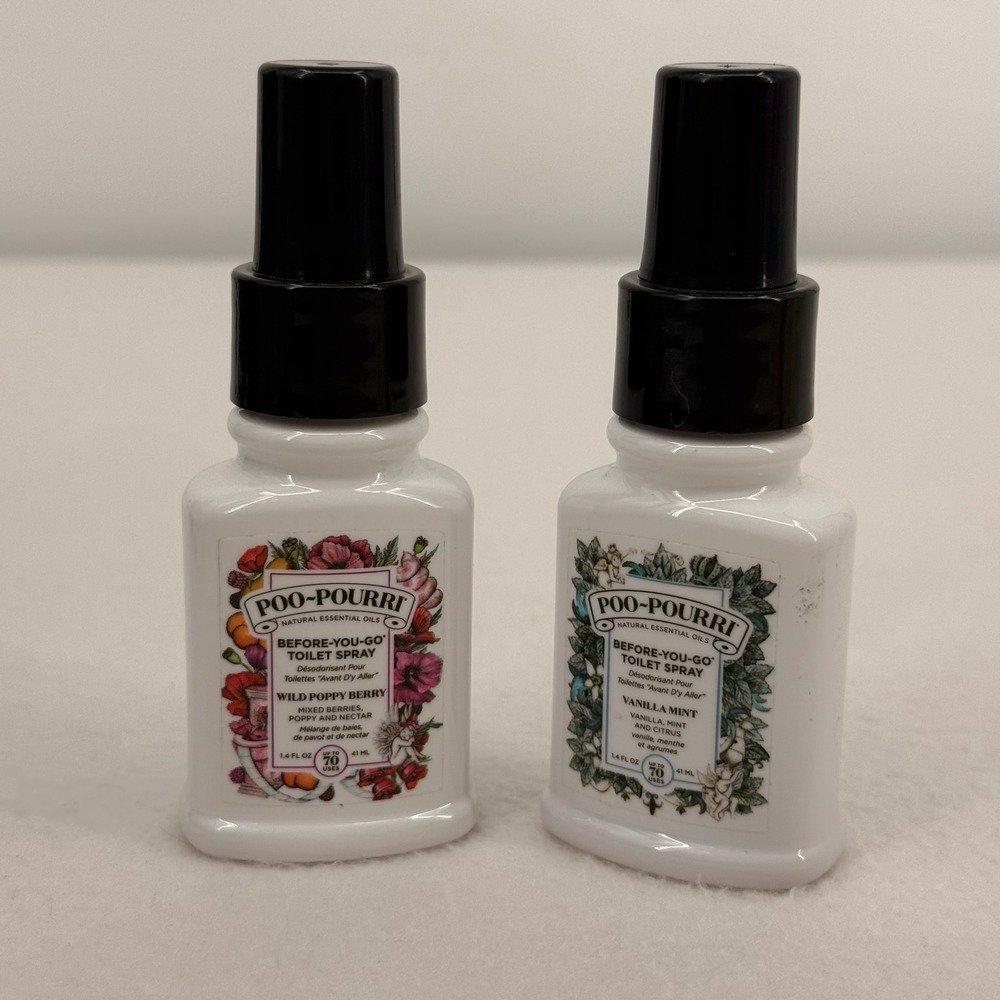 Poo-Pourri Before-You-Go Toilet Spray Wild Poppy Berry & Vanilla Mint 1.4oz Set